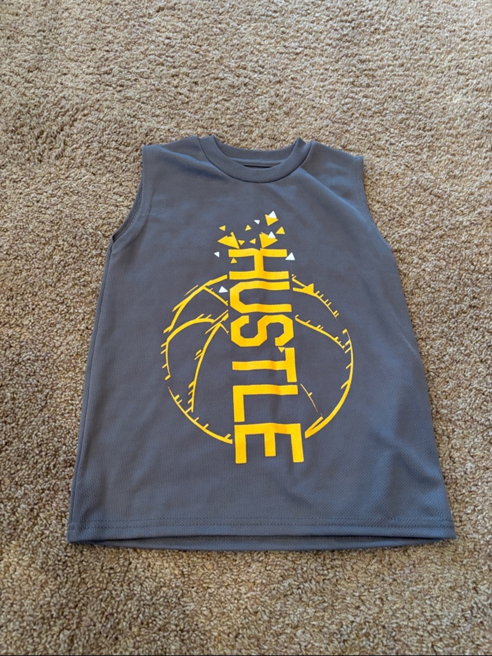 Kids Gray & Yellow 'HUSTLE' Athletic Tank Top